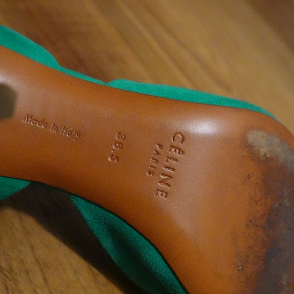 CÉLINE Green Suede D'Orsay Heels, size 38½ - Picture 2 of 10